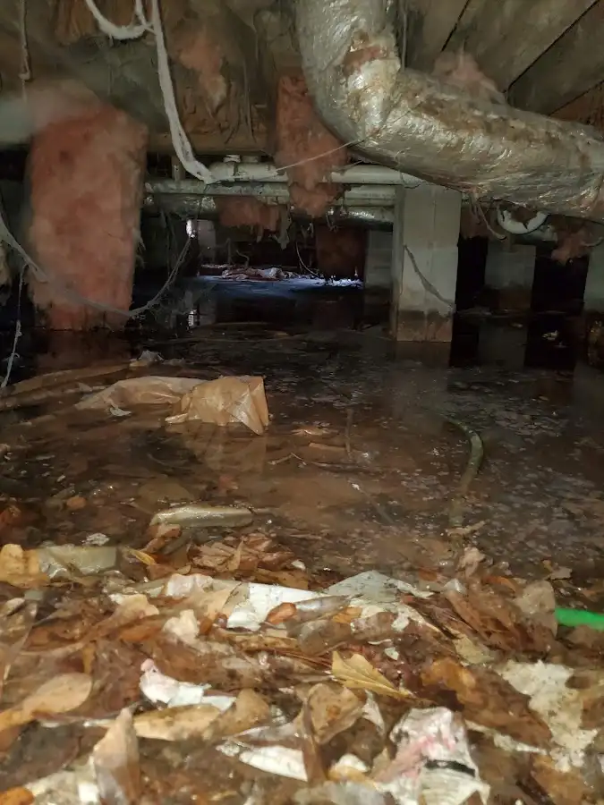 Crawl space flood assessment for Commercial Water Damage Restoration in Gibsonville